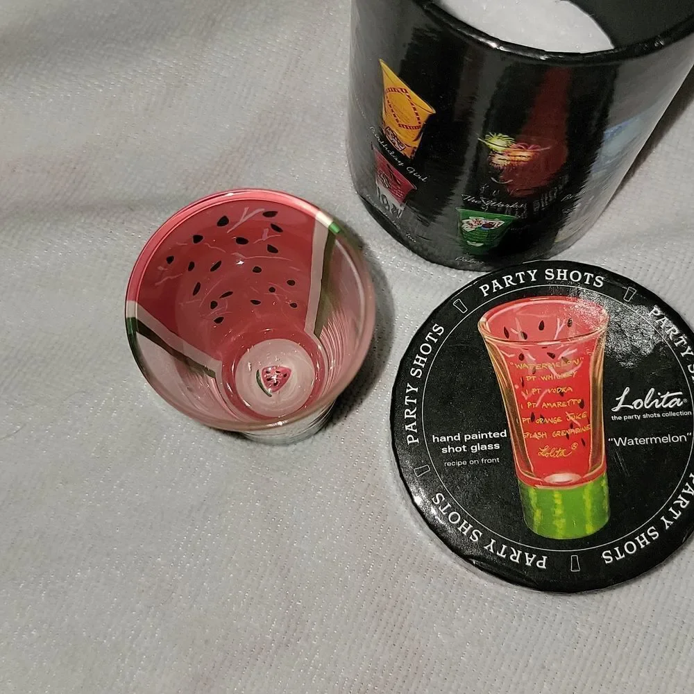 Lolita Hand Painted Party Shots 2 oz. Glass Collection 🍉 Watermelon 🍉 HTF